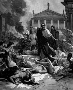 Hipócrates (en griego Hipokrates) médico griego (460 a 380 a.C.) llega a Atenas y diezma la plaga encendiendo grandes fuegos de French School