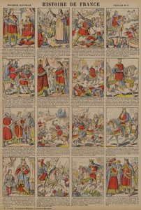 Historia de Francia desde el reinado de Felipe I hasta el reinado de Luis IX (litografía en color) de French School