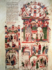 Historia de la vida del rey Salomón. Página de la Biblia de Noailles (siglo X o XI) París, B.N.