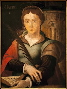 Santa Barba. Pintura anónima, óleo sobre madera de French School