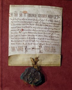 Homenaje al Rey Felipe II (1165-1223) de Simón de Montfort (c.1160-1218) por los territorios confiscados a Raimundo VI (1197-1249) c.1216 de French School