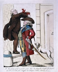 Honoré Gabriel Riqueti, Conde de Mirabeau (1749-1791) con el sombrero de la aristocracia por Abbé Maury preparándose para partir a Aquisgrán, finales del siglo XVIII de French School