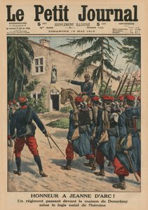 Honor a Juana de Arco, un regimiento saludando el lugar de nacimiento de la heroína en Domremy, ilustración de portada de 