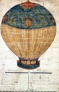 Globo aerostático de los hermanos Montgolfier. Dibujo original. 1782 de French School