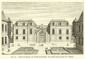 Hotel de Bizeuil, rue Vieille-du-Temple; facsímil de una grabado de J Marot