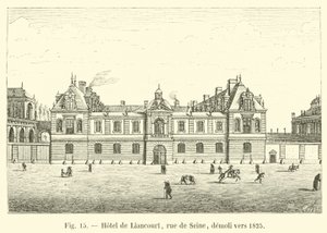 Hotel de Liancourt, calle de Seine, demolido hacia 1825 de French School