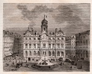 Hotel de Ville de Lyon - grabado en “La France illustrée: géographie, histoire, administración statistique” por V.A. Malt-Brown. 1884 de French School