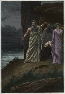 Sacrificio humano por los druidas después de Alphonse de Neuville - Druidas ofreciendo sacrificios humanos - grabado de "L