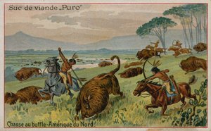 Caza de búfalos en América del Norte de French School