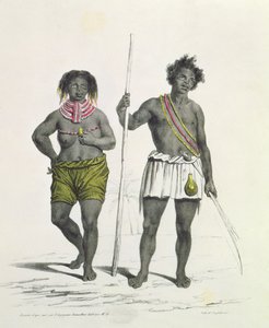 Negro idólatra del Reino de Benguela, Angola, grabado por Godefroy Engelmann