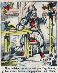 Ilustración para el libro de Daniel Defoe (De foe) “” Robinson Crusoe””. Imagen de Epinal de finales del siglo XIX.