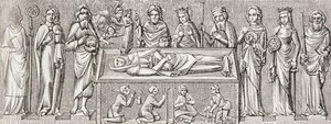 Ilustración después del bajorrelieve en la tumba de Isabel de Hungría, de 