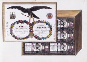 Ilustración para el empaque de eau de Cologne, c.1825