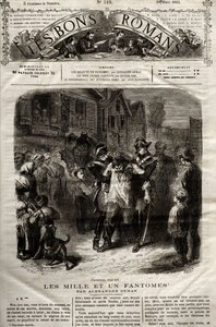 Ilustración de la novela “Los Mil Fantasmas” por Alexandre Dumas padre aparecida en “Los Buenos Romances” del 28/03/1865