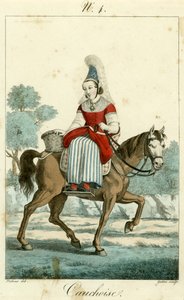Ilustración nº 4, Traje cauchoise (grabado coloreado) de French School