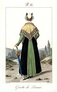 Ilustración nº 86, Grisette de Lisieux (grabado coloreado) de French School