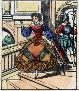Ilustración del cuento de Charles Perrault "Cenicienta o La zapatilla de cristal". Grabado en madera de Imaginería Pellerin - Epinal, finales del siglo XIX.