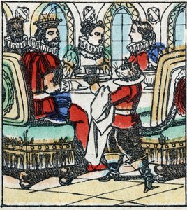 Ilustración del cuento de Charles Perrault “El gato con botas”. Grabado en madera de Imaging Pellerin - Epinal, finales del siglo XIX. de French School