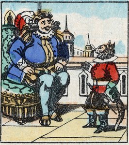 Ilustración del cuento de Charles Perrault “El Gato con Botas”. Grabado en madera de Imaging Pellerin - Épinal, s.d. Finales del siglo XIX.