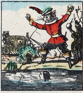 Ilustración del cuento de Charles Perrault "El gato con botas". Grabado en madera de Imaginería Pellerin - Epinal, finales del siglo XIX. de French School