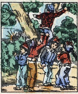 Ilustración del cuento "Pulgarcito" de Charles Perrault. Grabado en madera de Imaginería Pellerin - Epinal, finales del siglo XIX. de French School