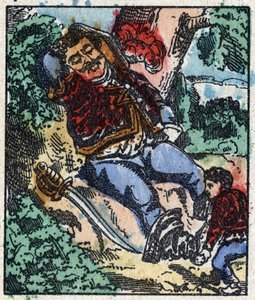 Ilustración del cuento “Pulgarcito” de Charles Perrault. Grabado en madera de Imagerie Pellerin - Epinal, sd. Finales del siglo XIX.