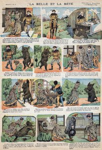Ilustración del cuento "La Bella y la Bestia". Grabado de la imaginería de Quinn, circa 1890 de French School