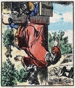 Ilustración del cuento "Raminagrobis y los ratones". Grabado en madera de Imaging Pellerin - Epinal, finales del siglo XIX de French School