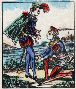 Ilustración del cuento "Las aventuras de Grand Flandrin". Grabado en madera de Imaging Pellerin - Epinal, sd. Finales del siglo XIX. de French School