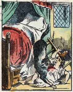 Ilustración del cuento “Caperucita Roja” de Charles Perrault. Grabado en madera de Imaging Pellerin - Épinal, s.d. Finales del siglo XIX.
