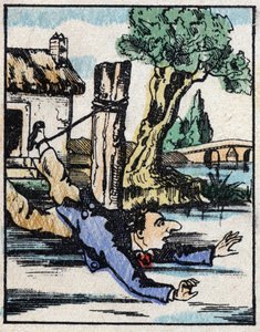 Ilustración del cuento "Historia Verídica de Jeannot Serinet" Grabado en madera de Imagerie Pellerin - Epinal, sd. Finales del siglo XIX.