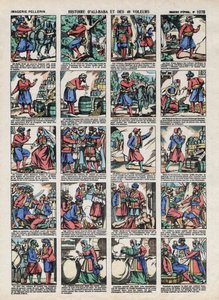 Imágenes de Épinal de la Casa Pellerin - circa 1913 - Ilustración para los Cuentos de las Mil y Una Noches. Historia de Alí Babá y los 40 ladrones