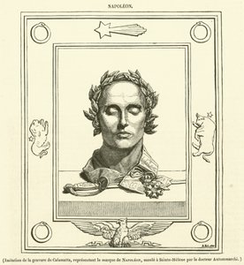 Imitación del grabado de Calamatta de la máscara de Napoleón, moldeada en Sainte-Helene por el Dr. Antommarchi (grabado)