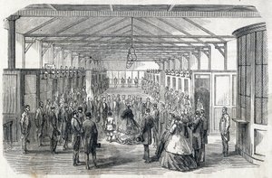La emperatriz Eugenia y el Príncipe Imperial visitan el Banco de Francia, 23 de junio de 1866 - grabado en Le MONDE Illustré DU 07/07/1866