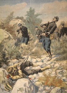 En Córcega: policía y gánster, ilustración de Le Petit Journal: Supplement illustre, 1898 de French School