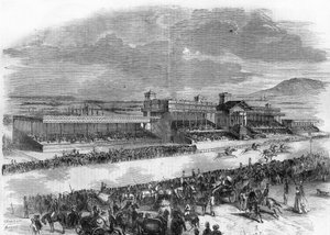 Inauguración de las carreras de caballos en el Bois de Boulogne en 1857 de French School