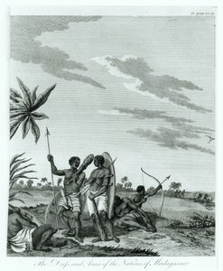 Habitantes de Madagascar, del volumen 2 de Memorias y Viajes del Conde Benyowsky, publicado en 1790 de French School