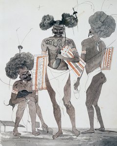 Habitantes de Port Dori, acuarela de Jules-Louis Lejeune, basada en Viaje alrededor del mundo