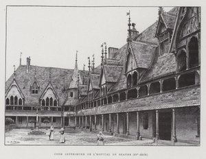Patio interior de los Hospices de Beaune de French School