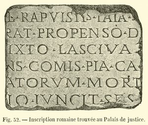 Inscripción romana encontrada en el Palacio de Justicia de French School