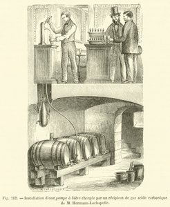 Instalación de una bomba de cerveza cargada por un recipiente de gas carbónico de M. Hermann-Lachapelle de French School