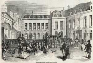 Interior del gran patio del hotel de Correos en París - Grabado en “Tableau-de-Paris” de Edmond Texier 1852 de French School