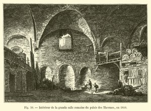 Interior de la gran sala romana del palacio de los Baños, en 1810