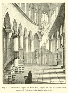 Interior de la iglesia de Saint-Paul, según un pequeño modelo en relieve conservado en la iglesia de Saint-Louis-Saint-Paul de French School