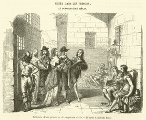 Interior de una prisión en el siglo XVII (grabado)