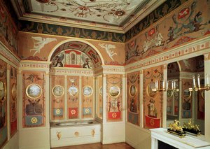 Interior del baño de Napoleón, construido en 1807 de French School