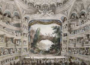 Interior del Teatro de la Comédie Française en 1791, basado en una acuarela original de French School