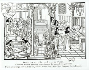 Interior del hospital Hotel Dieu
