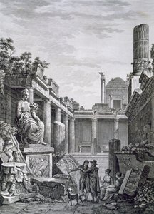 Interior de los Baños Romanos, Nimes, de Antiquités de la France: Vol I, Monuments de Nimes de French School