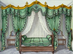 Interior mostrando muebles de un periódico francés, 1850s
